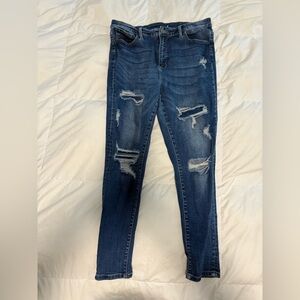 BKE Parker Women's Distressed Skinny Jeans - Dark Blue